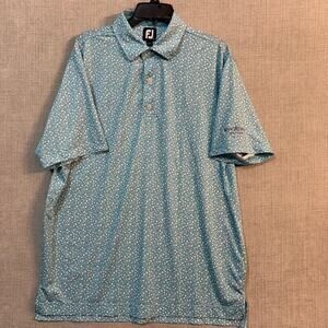 Foot Joy Golf Polo Mens Large Blue/White floral print Rock Creek Golf Club